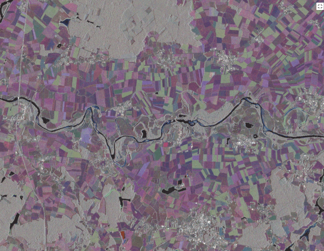 synthetic aperture radar satellite image of grain farms