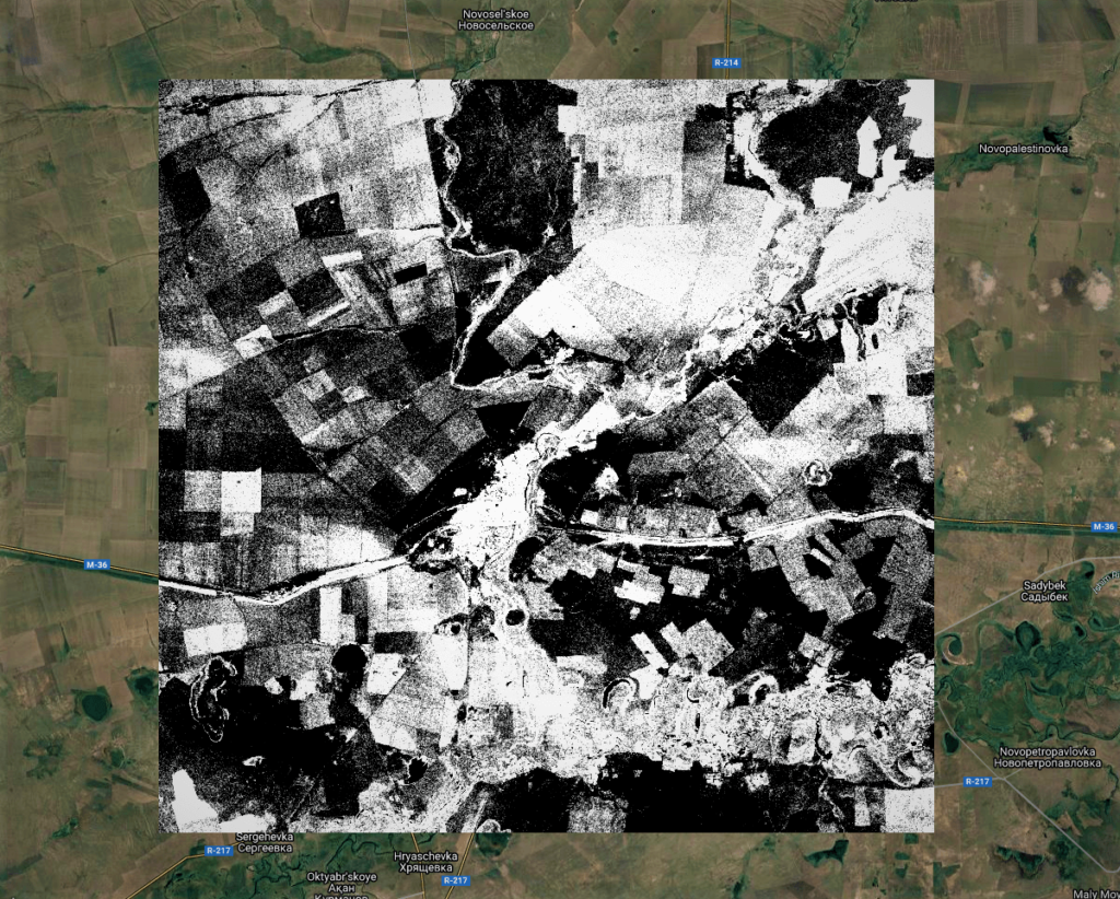a sentinel-1 image before flood fin Kazakhstan
