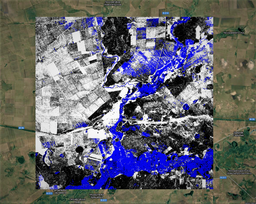 a sentinel-1 image after flood fin Kazakhstan