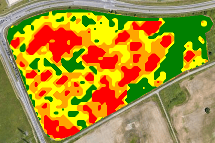 a map showing different yield zones within a farm