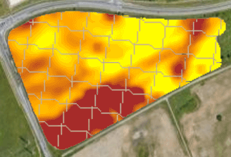 a map showing different elevation zones within a farm