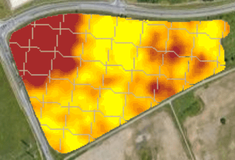 a map showing different soil organic matter zones within a farm