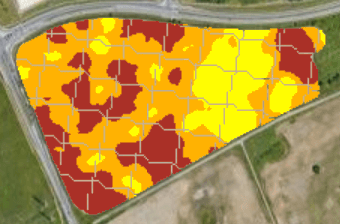 a map showing different pH zones within a farm