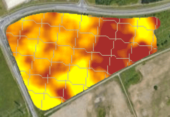 a map showing different sand zones within a farm