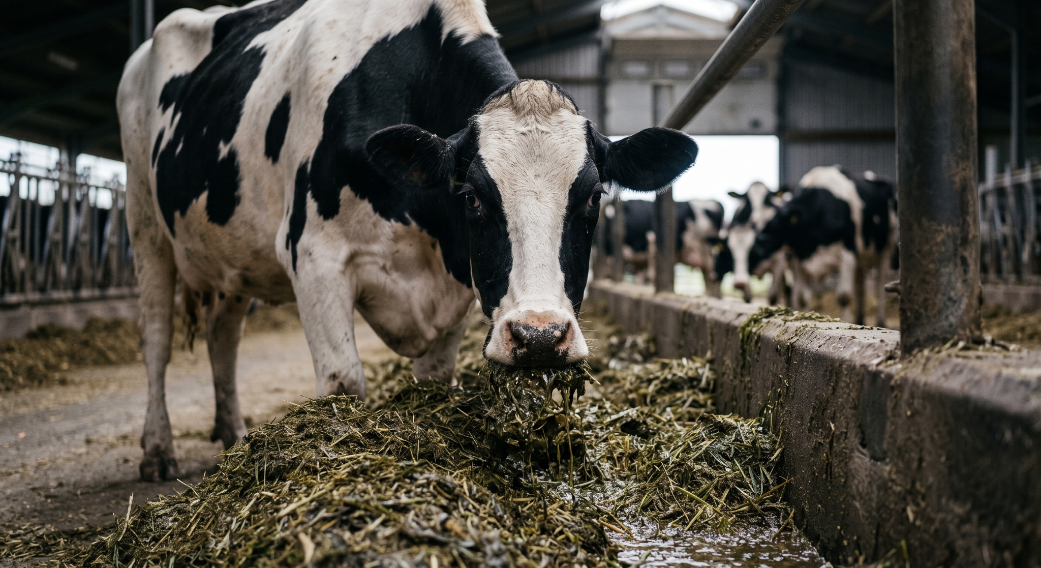 Dairy cow feeding at a feed bunk